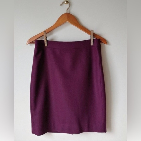 J. Crew Burgundy Wool Pencil Skirt Size 2 - Picture 4 of 4